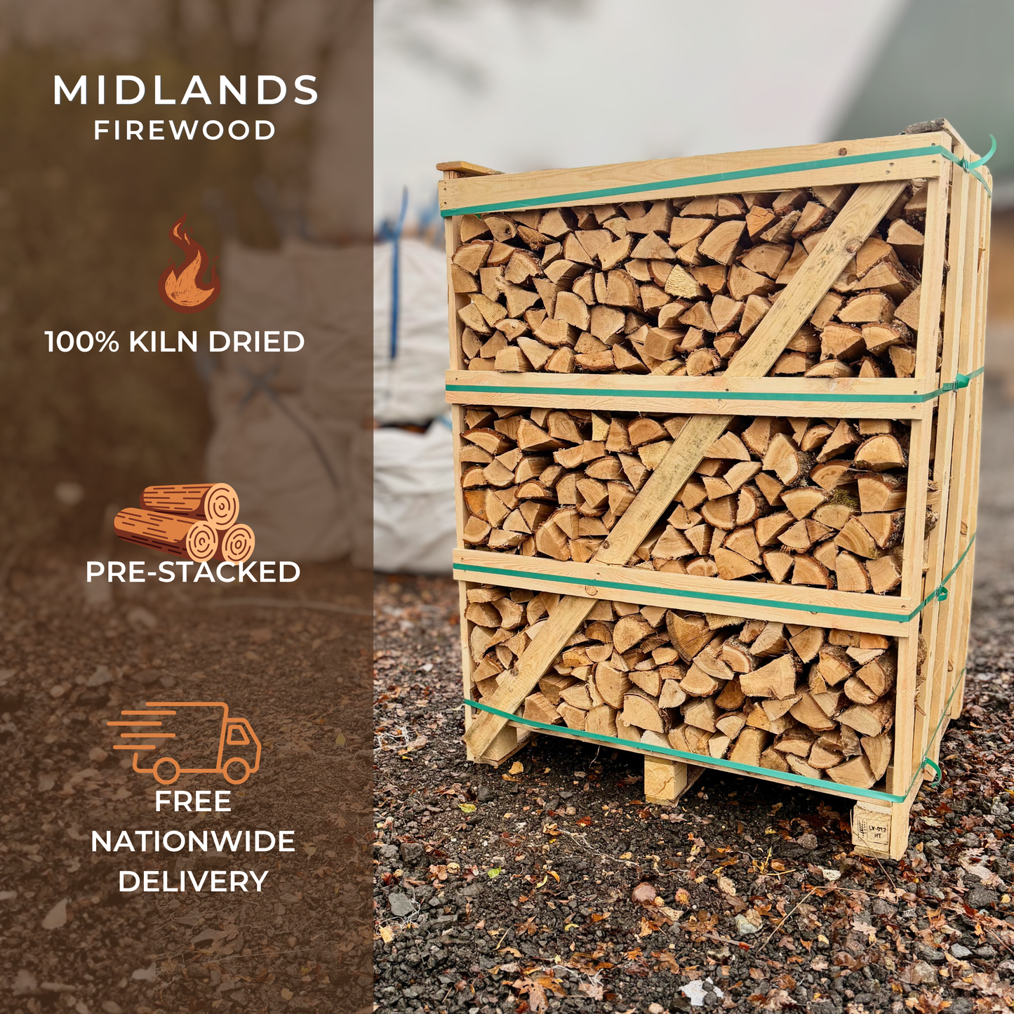 Kiln-Dried Ash & Oak Firewood Crate